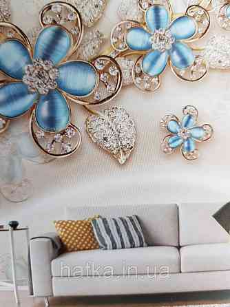 Шпалери вінілові на флізелін великі квіти бежеві 3д Київ