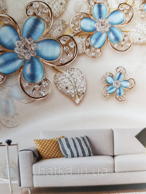 Шпалери вінілові на флізелін великі квіти бежеві 3д Київ - фото 2