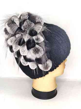 Меховая шапка женская водопад Rex Кристина Черный Харьков