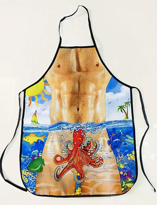Прикольний фартух для чоловіків Восьминіг 80 на 60 см різнобарвний Київ - фото 2