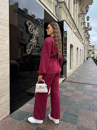 Жіночий базовий костюм-двійка: кофта та штани турецька ангора на флісі Бордовий, 46/48 Одеса