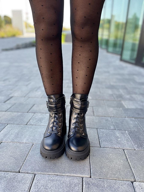 Женские ботинки 2774 черные натуральная кожа зима высота 16см (4802) Коломия - фото 6