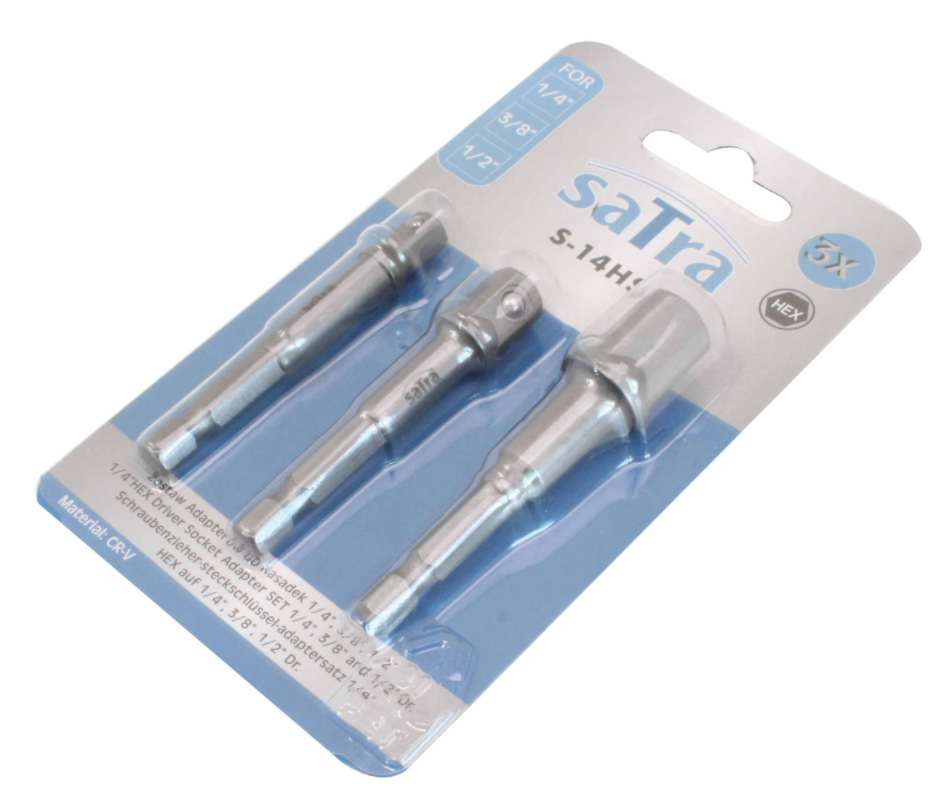 Перехідники для шурупокрута, набір 3 шт. (1/2, 3/8, 1/4) SATRA S-14HS3 Чернігів - фото 2