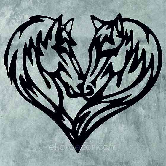 Декоративное настенное Панно «Кони», Декор на стену 70*62 см, Черный Киев