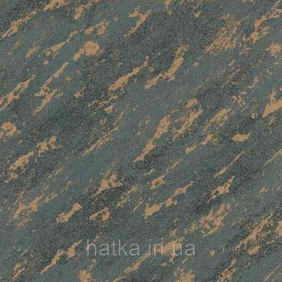 Шпалери вінілові на флізеліні Marburg Lava метрові під штукатурку темно-бірюзові із золотом Київ