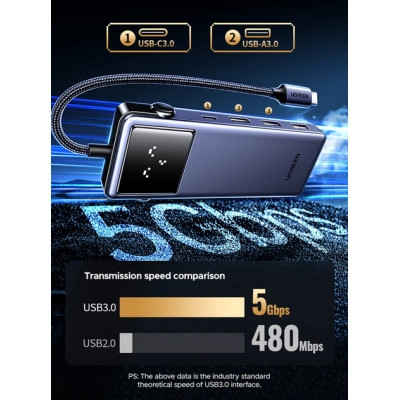 Концентратор Ugreen USB-C 7-in-1 3xUSB + 1xUSB-C + HDMI + RJ45 + PD 100W CM888 gray (45155) Винница - изображение 7