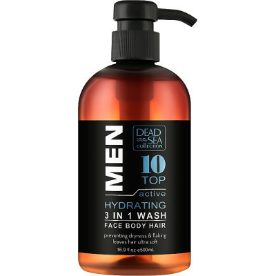 Гель для душа Dead Sea Collection Top 10 мужской 3 в 1 для тела, волос и лица 500 мл (7290119481453) Винница - изображение 1