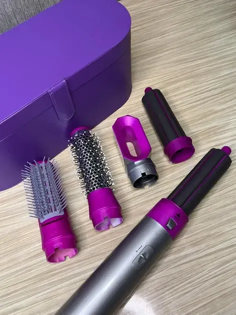 Стайлер + Коробка 5в1 HAIR BRUSH Styler для различных типов волос с функциями придания объема, выпрямления, укладки Фиолетовый Коломия - фото 2