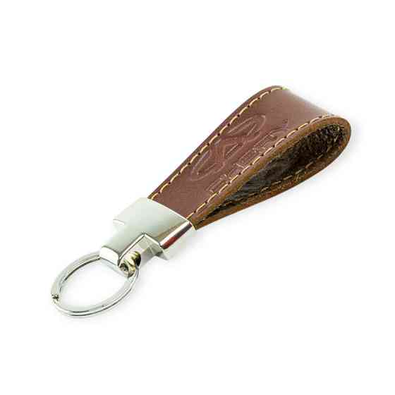Брелок автомобіль Чері шкіряний тиснений коричневий, прострочений, метал. затискач Мукачево