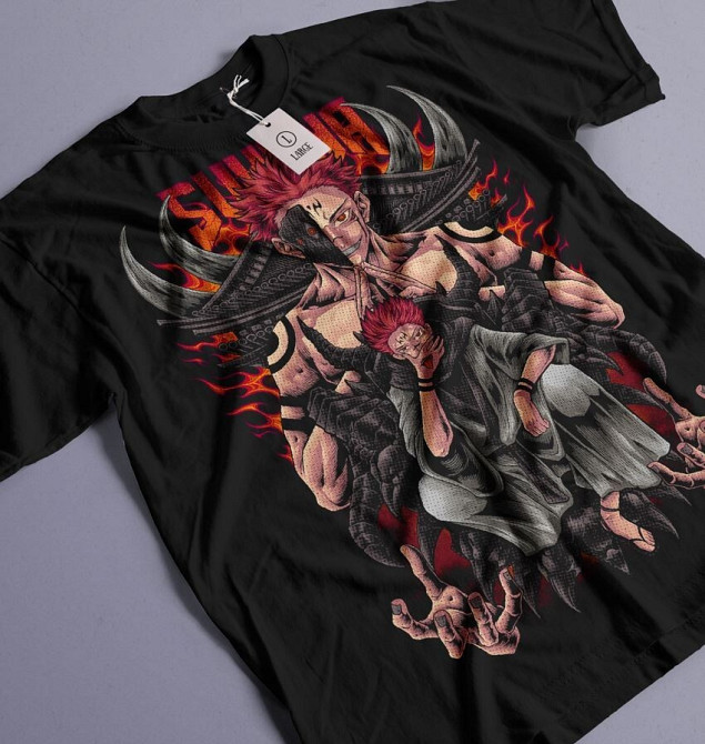 Футболка з аніме принтом Магічна битва оверсайз (S/M/L) Чорний AnimeJ0879 Дніпро - фото 1