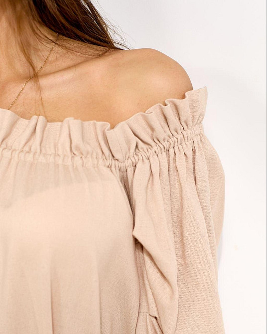 Жіноче легке романтичне мініплаття з льону. Пісочний, 46/48 Одеса - фото 5