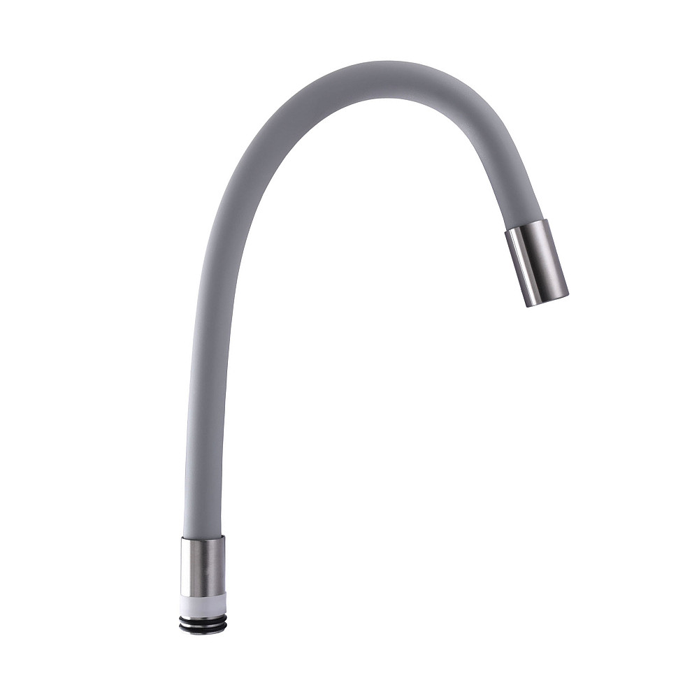 Вилив змішувача SPLR-2-GR для кухні SUS304 Гофрований , силікон СІРИЙ , монтаж в корпус Тернополь - изображение 1