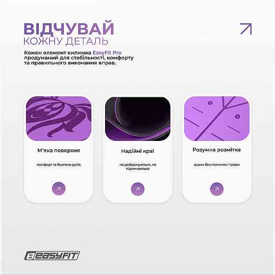 EasyFit Килимок для йоги професійний EasyFit Pro каучук 5 мм Фіолетовий Коломыя