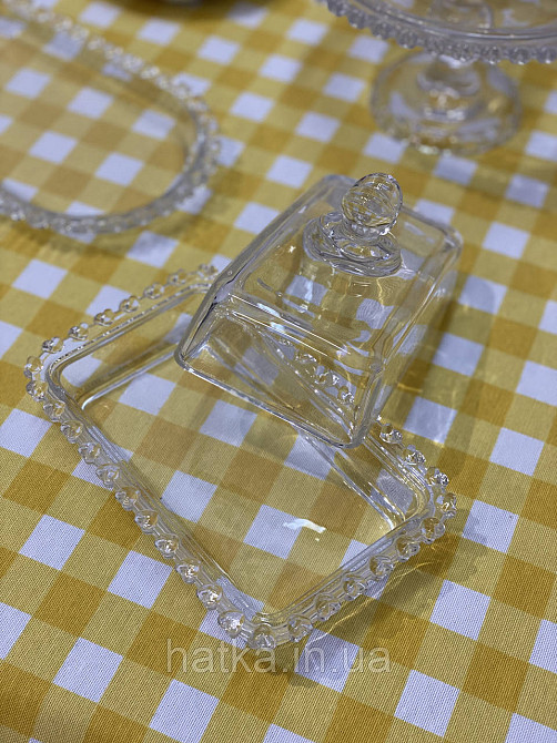 Маслянка скляна "Прозоре серце" 17 см h 10 см товсте скло Київ - фото 4