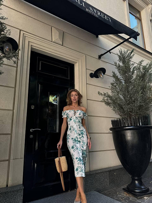 Женское стильное элегантное длинное платье из штапеля Зеленый, 46/48 Одесса - изображение 6