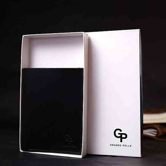 Добротне шкіряне портмоне з утримувачем для Apple AirTag Чорний (GRANDE PELLE) Київ