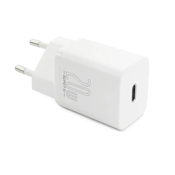 Мережевий зарядний пристрій Baseus Super Si 1C 20W With Simple Wisdom дата-кабель Type-C / iP 1m, колір білий TZCCSUP-B02 Одеса
