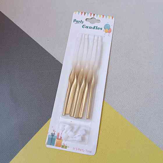 Свічки для торта градієнт "хвилясті" 12 шт. золотистий Київ
