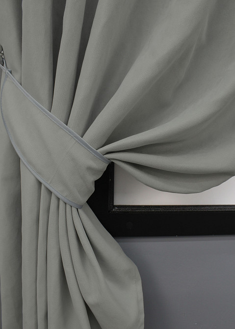 Комплект коротких штор VR-Textil Мікровелюр Petek № 1477ш Світло-сірий 140х170 см 2 шт (35-0221) Київ - фото 4