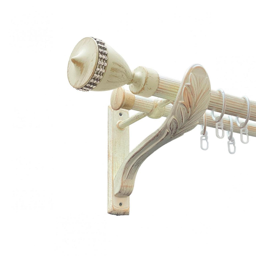 Карниз Orvit Етернія металевий дворядний ретро рифлена труба кільце металеве Біле Золото 25\19 мм 160 см Львов - изображение 1