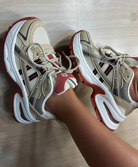 Кроссовки женские Navigator 4001-2 с сеткой и экокожей высокая подошва бежево-красные, 38, 23,5 см Киев - изображение 2