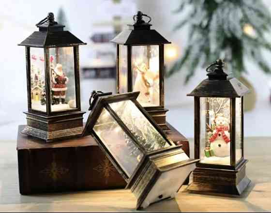 Комплект новорічних LED ліхтарів на батарейках без блискіток 4 шт Смела