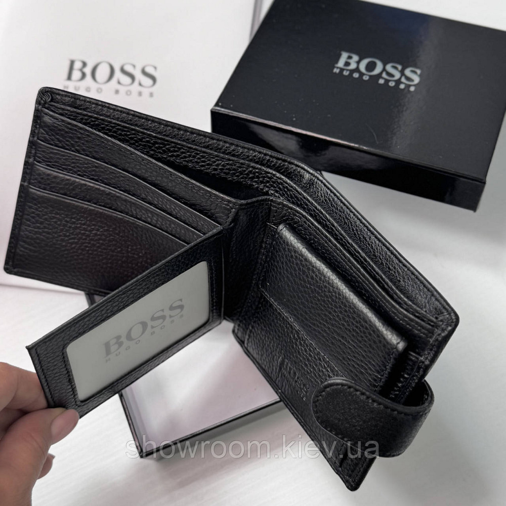 Мужское брендовое портмоне из натуральной кожи на кнопке Boss (6605) Киев - изображение 3