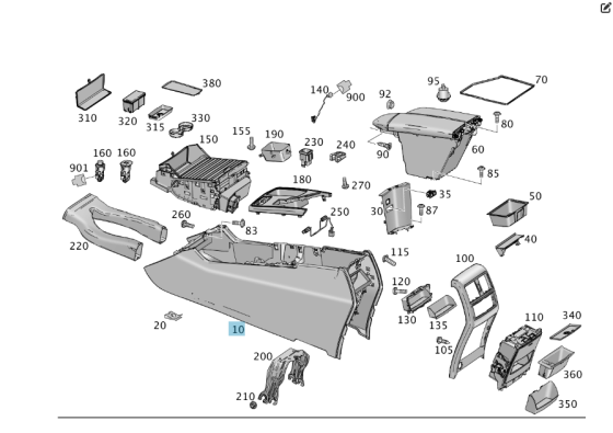 Mercedes-Benz  A1666803703 9H15 Корпус консолі підлокітника чорний ML/GLE W166 GLE Coupe C292 GL/GLS X166 Одеса