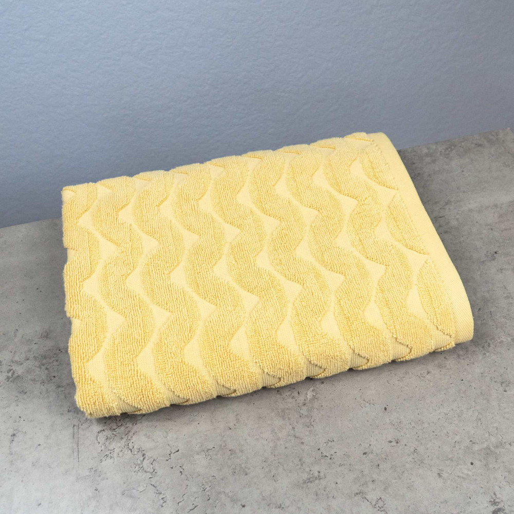 Махровий рушник для обличчя та рук Жакардовий Хвиля GM Textile 50х90см 500г/м2 (Жовтий) Суми - фото 1