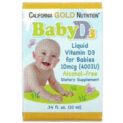 Вітамін California Gold Nutrition Дитячий вітамін D3 400 МО, Baby Vitamin D3 Liquid, 10 мл (CGN-01034) Вінниця