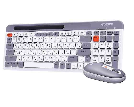 Комплект (клавіатура, миша) бездротовий Maxxter KMS-WCM-03G-UA ( білий із сірим ) Харьков