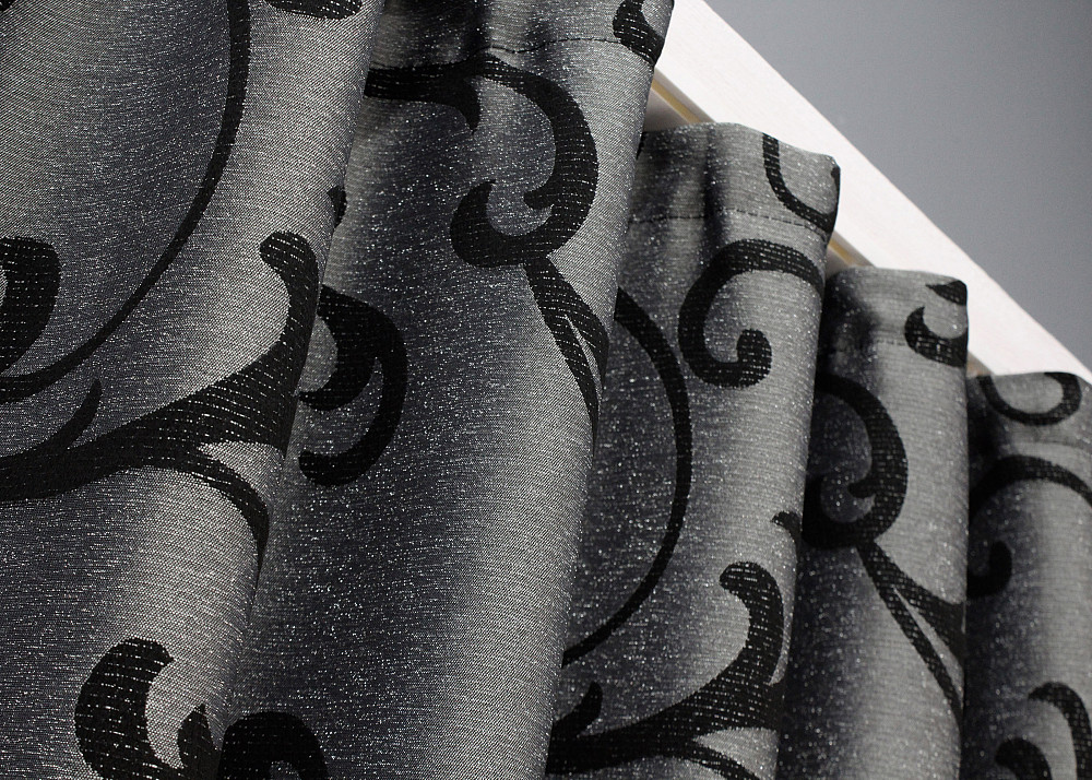 Комплект готовых штор VR-Textil Жаккард Allure № 1619ш Серый с черным 130х170 см 2 шт (35-0269) Киев - изображение 8