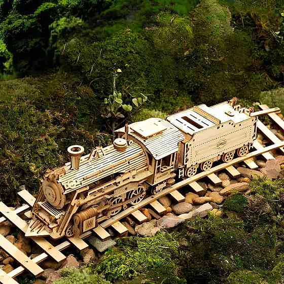 Конструктор Robotime Локомотив 308 деталей. Дерев'яна збірна 3D модель локомотива 307х67х82 см Київ