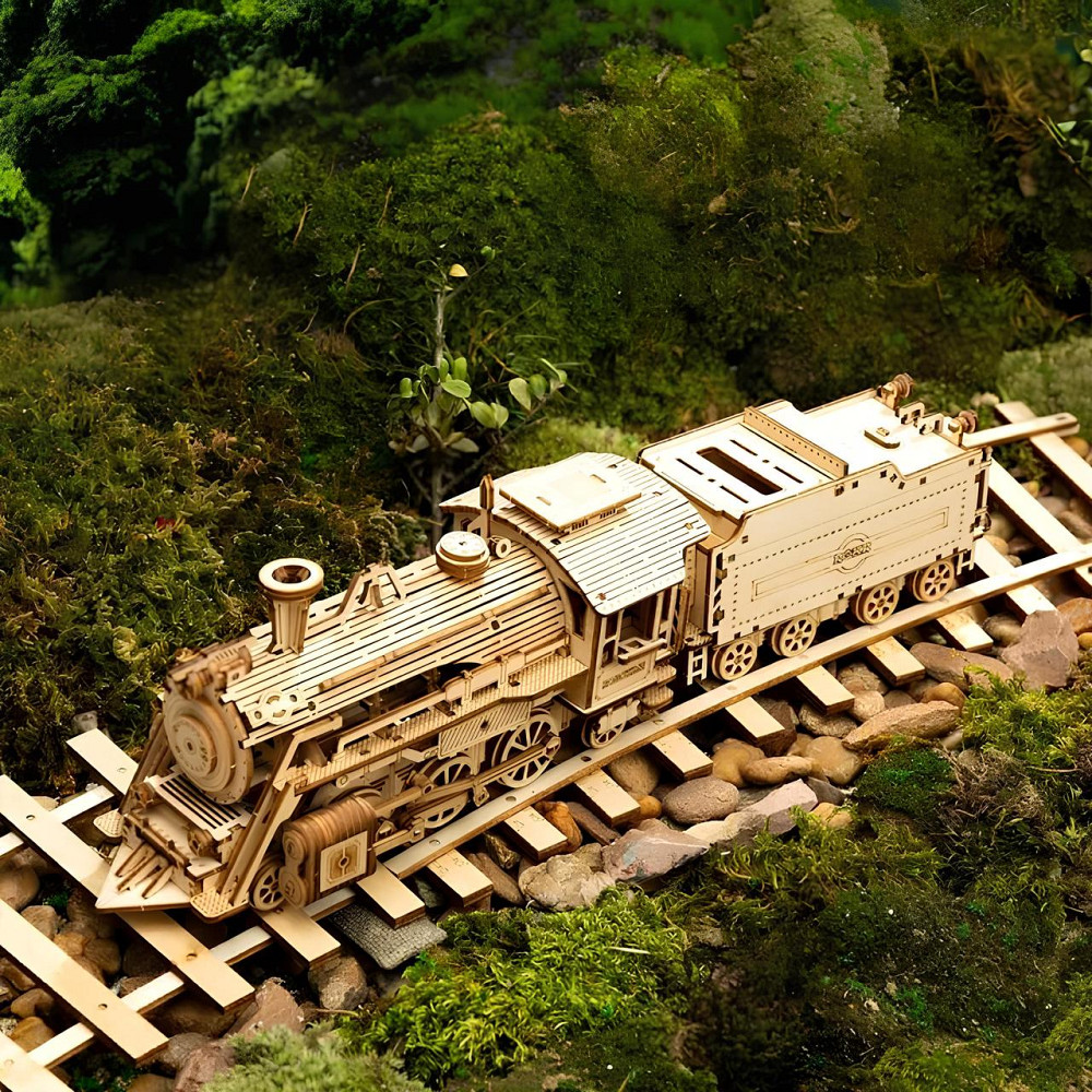 Конструктор Robotime Локомотив 308 деталей. Дерев'яна збірна 3D модель локомотива 307х67х82 см Київ - фото 6