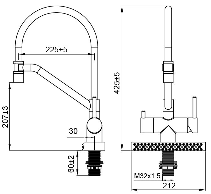 Кухонний змішувач Koer KB-74027-07 з функцією водоспаду та чорним силіконовим виливом (KR5203) Харків - фото 6