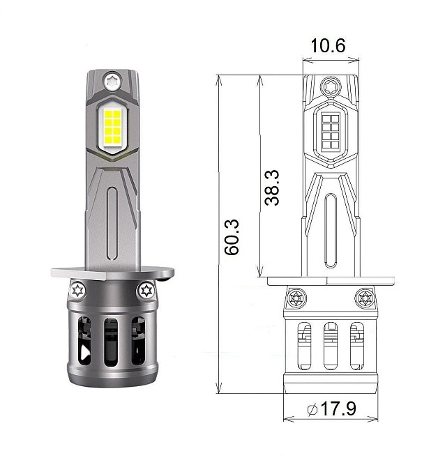 Комплект світлодіодних ламп Qline SA H1 52W 6000K Qline (Small Active) 12V Харків - фото 3