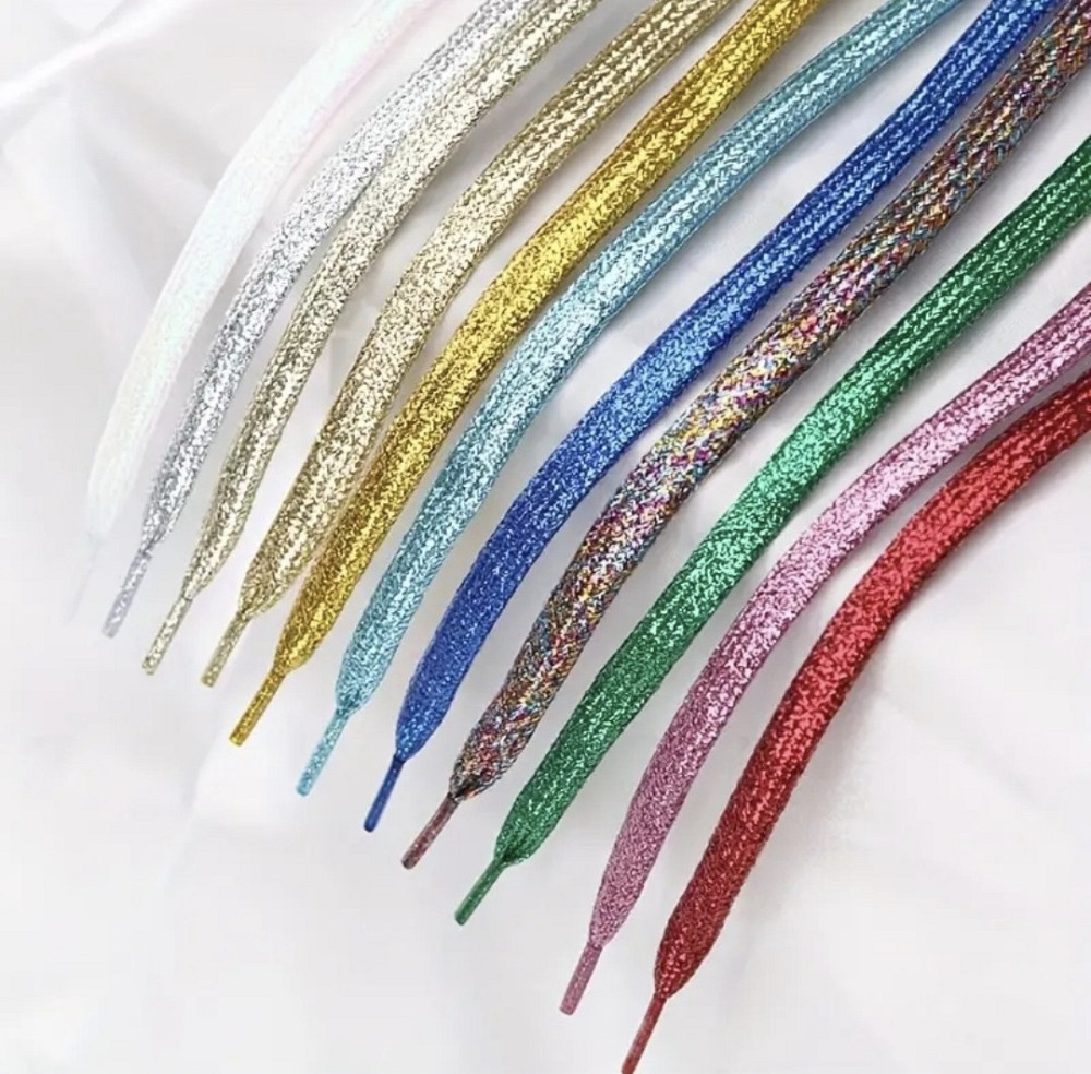 Шнурки блискучі глітерні Золотистий Смела - изображение 4