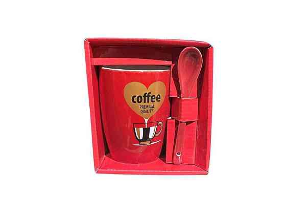 Чашка 340мл фарфор COFFE з ложкою в под. коробці ZB42-1 ТМ VALENTIN Київ