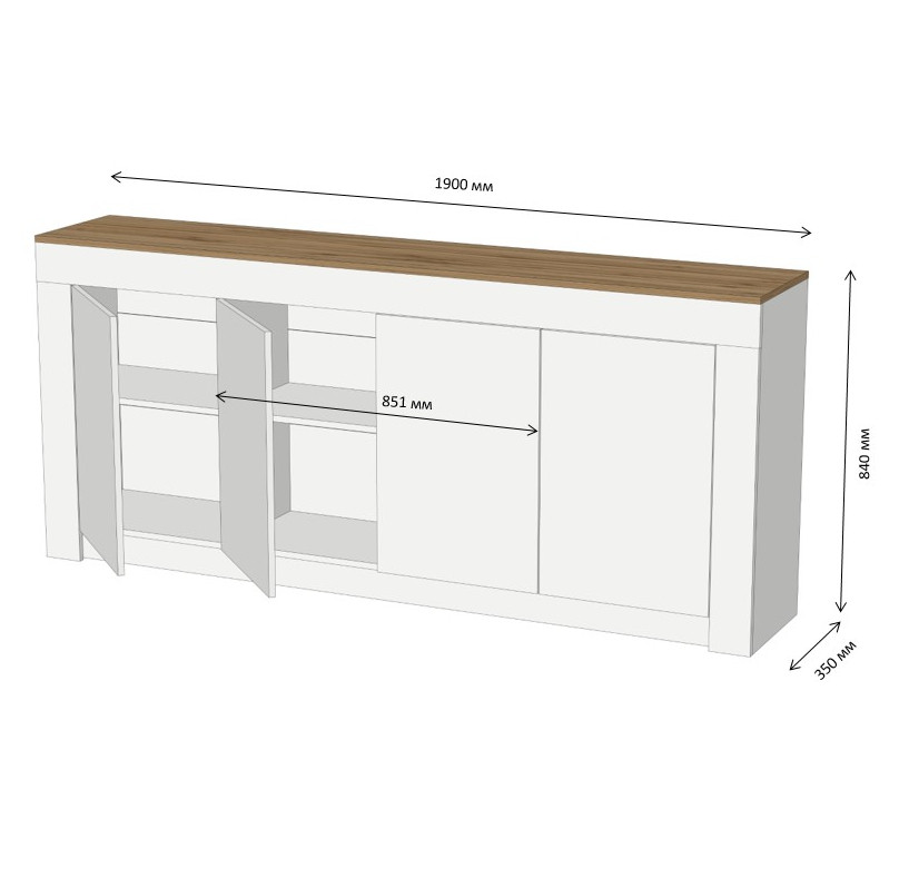 Великий комод LION Ларрі-1 Нiмфея альба/Дуб Аппалачи (LION-041009) Львів - фото 9
