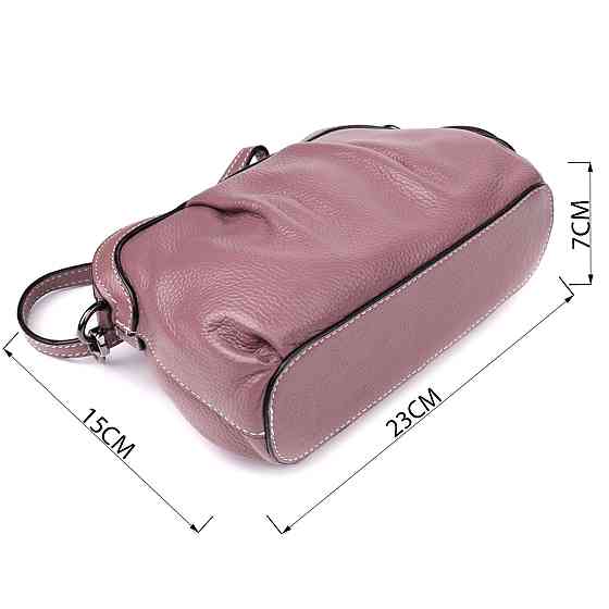 Жіноча шкіряна сумка з ефектним драпіруванням Vintage 22898 Пурпурний Київ