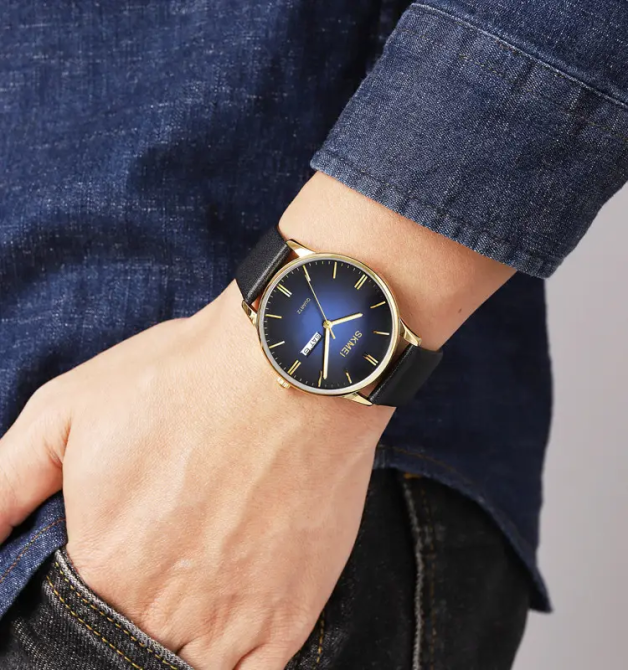 Годинник чоловічий класичний Skmei 2250 (Чорний із золотистим корпусом) Київ - фото 6