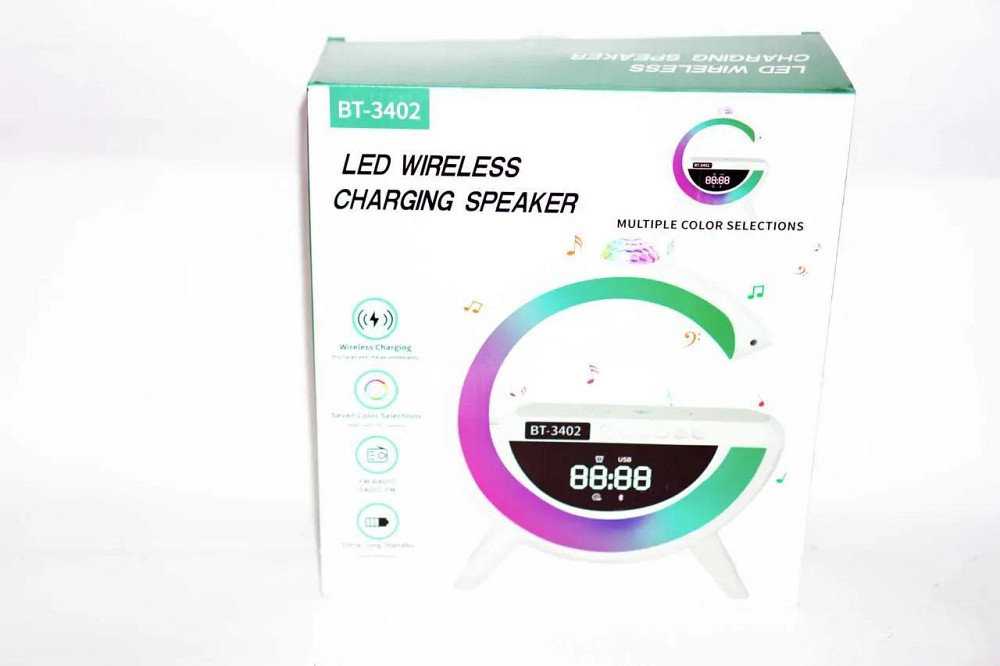 Настольная LED-лампа ночник-колонка BT-3402 в виде буквы G с RGB подсветкой и беспроводной зарядкой телефона Одесса - изображение 8