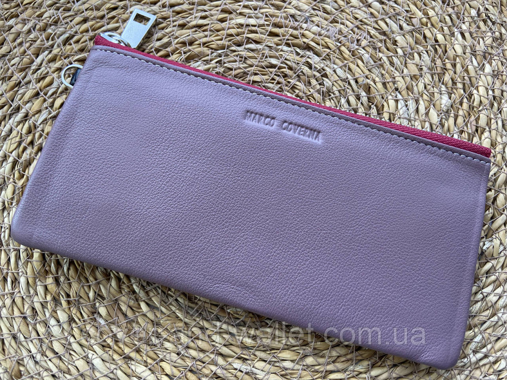 Пудровый тонкий женский кожаный кошелек клатч на молнии Marco Coverna (88806-6) Киев - изображение 7