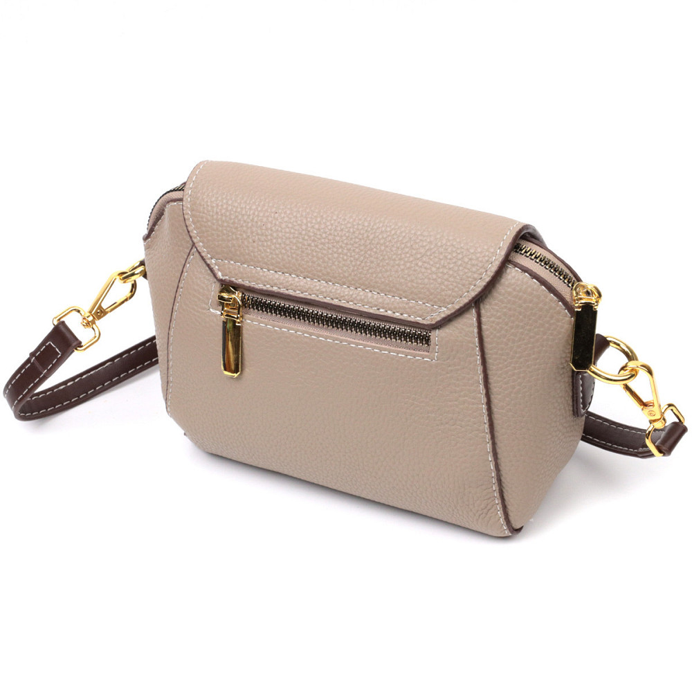 Стильная женская компактная сумка из натуральной кожи Vintage 22267 Бежевая Киев - изображение 2