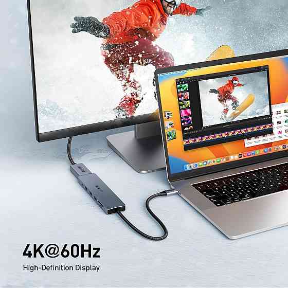 USB-хаб BENFEI 7в1, багатопортовий адаптер USB-C з HDMI, док-станція кардрідер SD/TF, PD 100 Вт для ноутбука, iPhone, iPad Київ