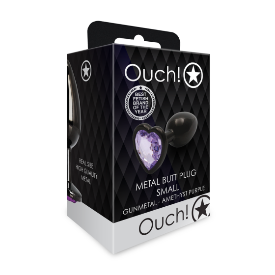 Анальна пробка - Ouch! Metal Butt Plug Small Gunmetal/Amethyst Purple Sex Aura Київ
