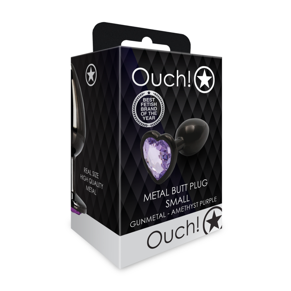 Анальная пробка – Ouch! Металл Butt Plug Малый Gunmetal/Amethyst Purple Sex Aura Киев - изображение 1