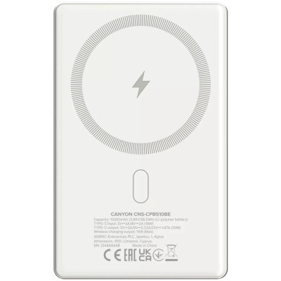Батарея универсальная Canyon 10000mAh OnPower 510 slim Magsafe PD/20W Beige (CNS-CPB510BE) Винница - изображение 3