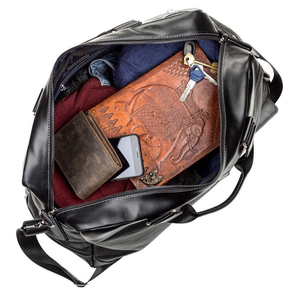 Дорожная сумка кожаная Черная (SHVIGEL) Киев - изображение 6