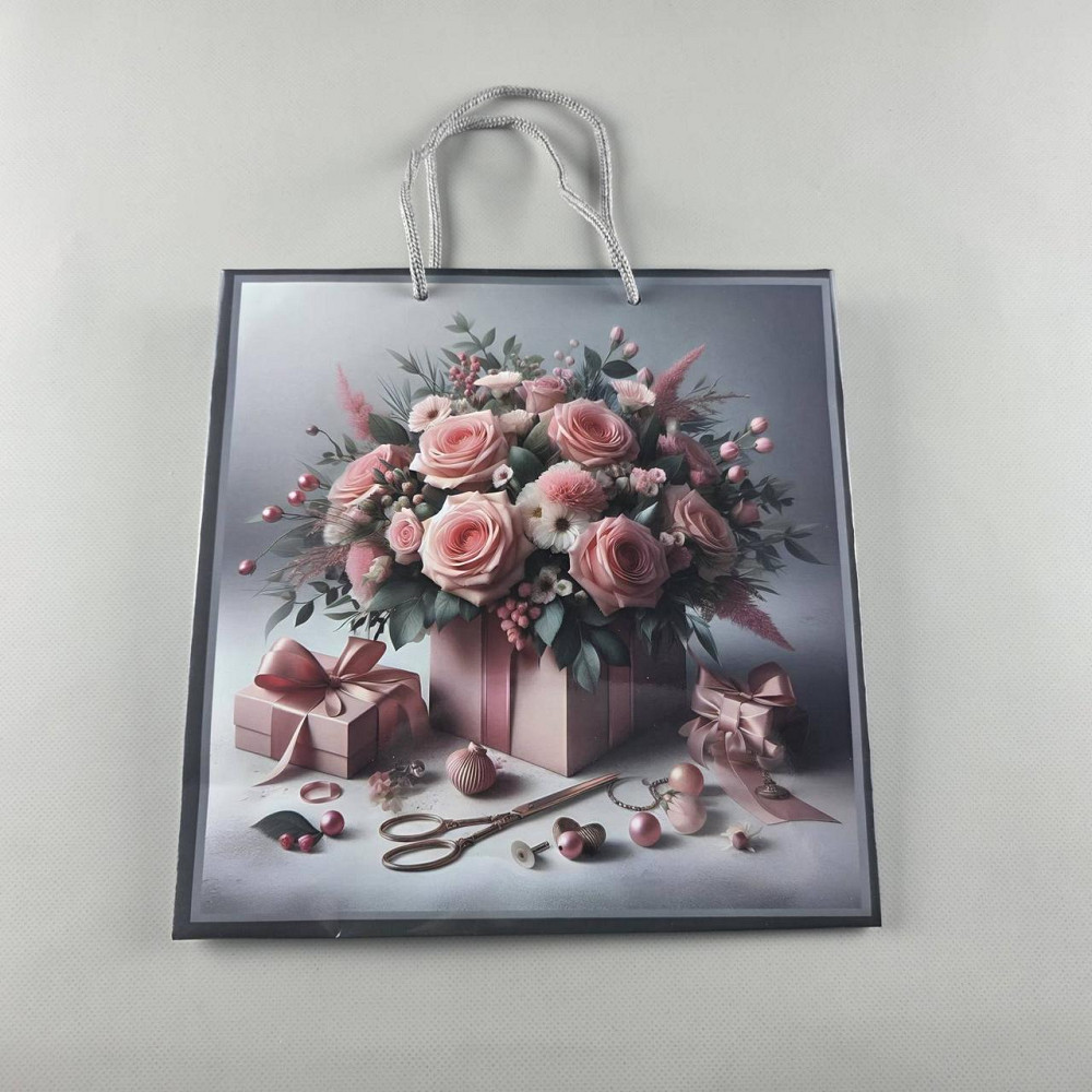 Пакет паперовий подарунковий квадратний 23*24*10 (артKV-074) (12 шт.) Харків - фото 2